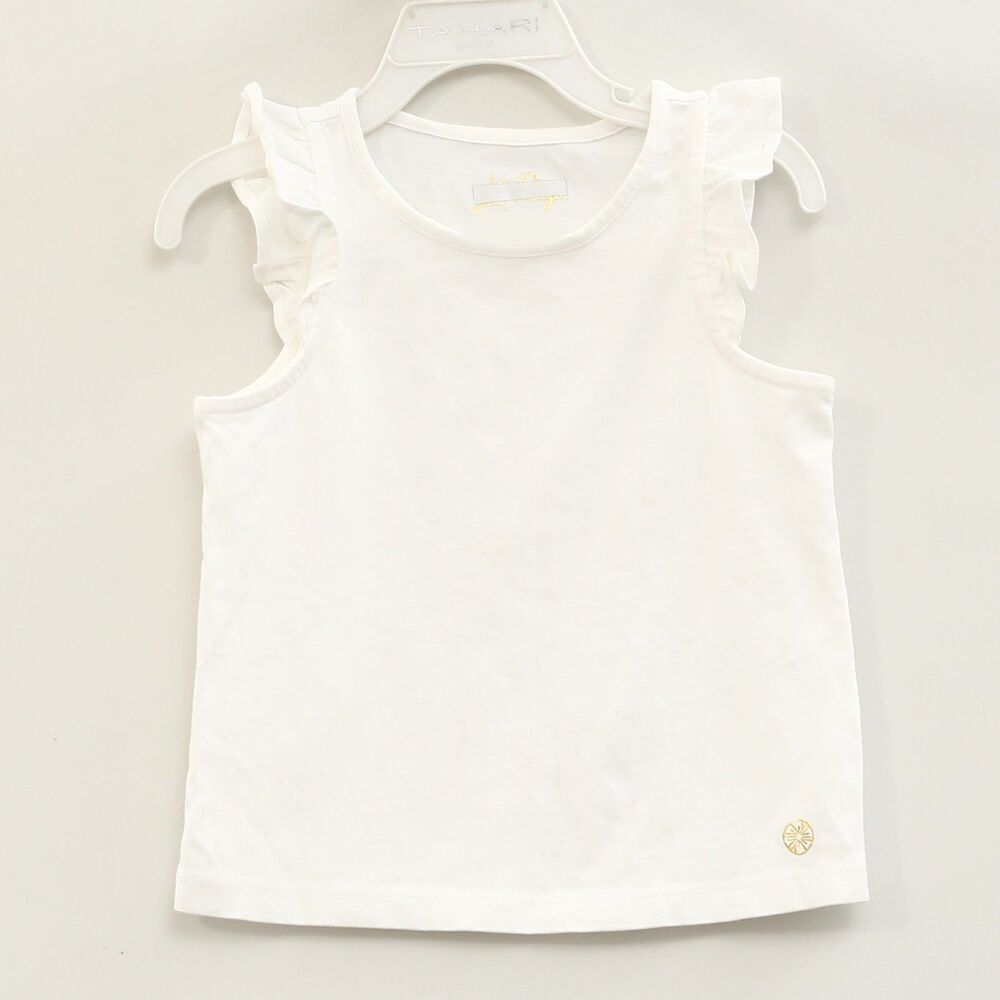 Lilly Pulitzer Kids Girls Top Sleeveless Solid Ruffle Trendy S 4-5 YRS 288398